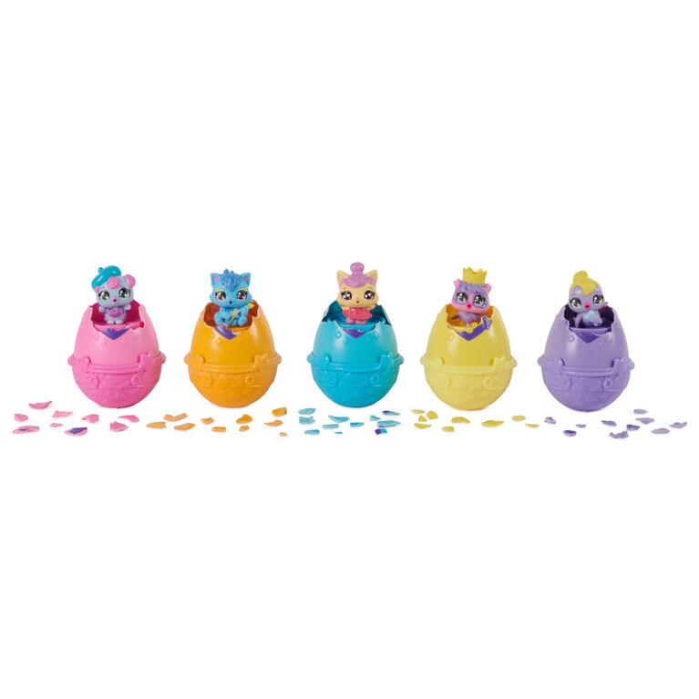 Hatchimals Alive, Egg Carton Jouet avec 5 mini figurines dans des oeufs qui éclosent tout seuls, 11 accessoires