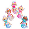 Cry Babies Tiny Cuddles Mermaids Adella - 9" Baby Doll | Metallic Pajamas with Mermaid Tail