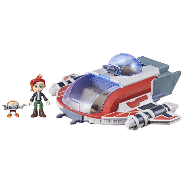 Star Wars Les Aventures des Petits Jedi The Crimson Firehawk, vaisseau de 43 cm avec 2 figurines, jouets Star Wars pour enfants