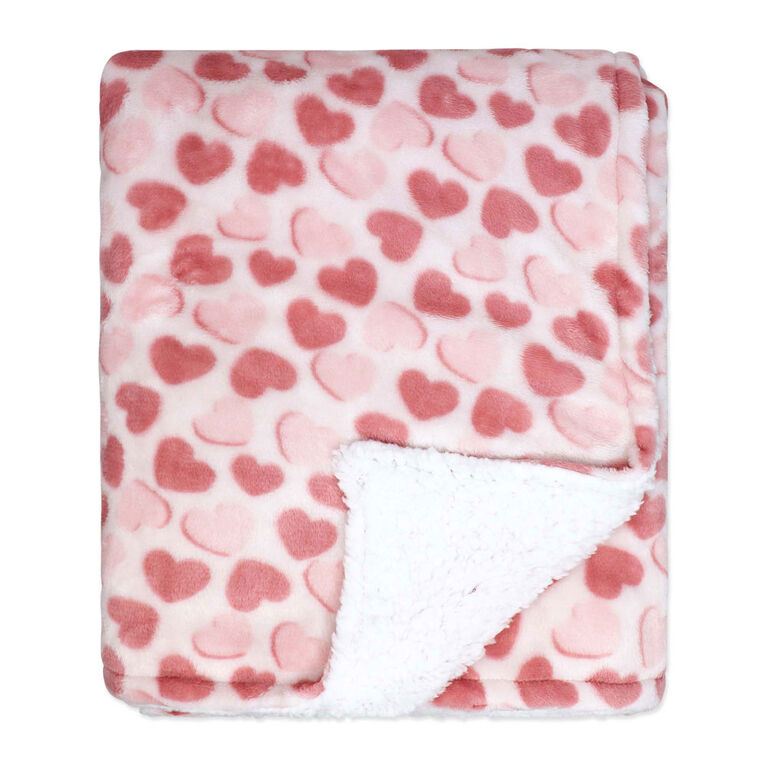 Jesse & Lulu Lounge Blanket with Sleep Mask: Pink Heart Blanket Jesse & Lulu Lounge Blanket with Sleep Mask: Pink Heart Blanket