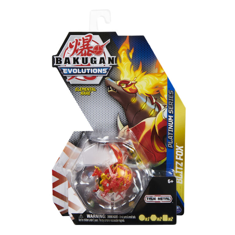 Bakugan Evolutions, Blitz Fox (Elemental Rare), Platinum Series True Metal Bakugan