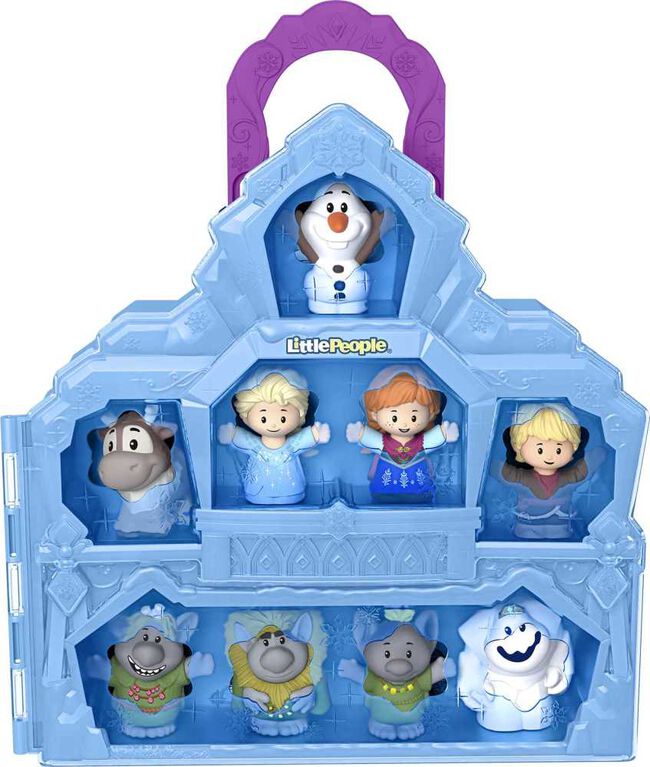 Disney Frozen Castle Playset with 9 Fisher-Price Little People Figures, Carry Along Castle Case