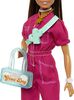 Barbie Doll in Trendy Pink Jumpsuit with Accessories and Pet Puppy