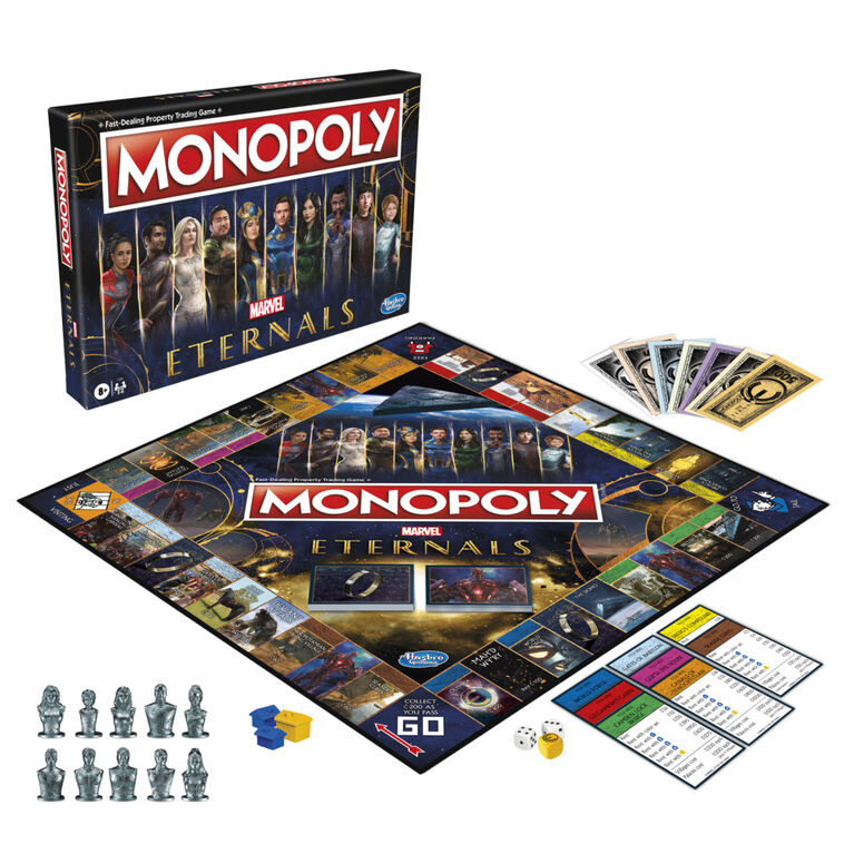 Monopoly : édition Marvel Studio's Eternals, jeu de plateau pour les fans de Marvel, jeu pour enfants - Édition anglaise