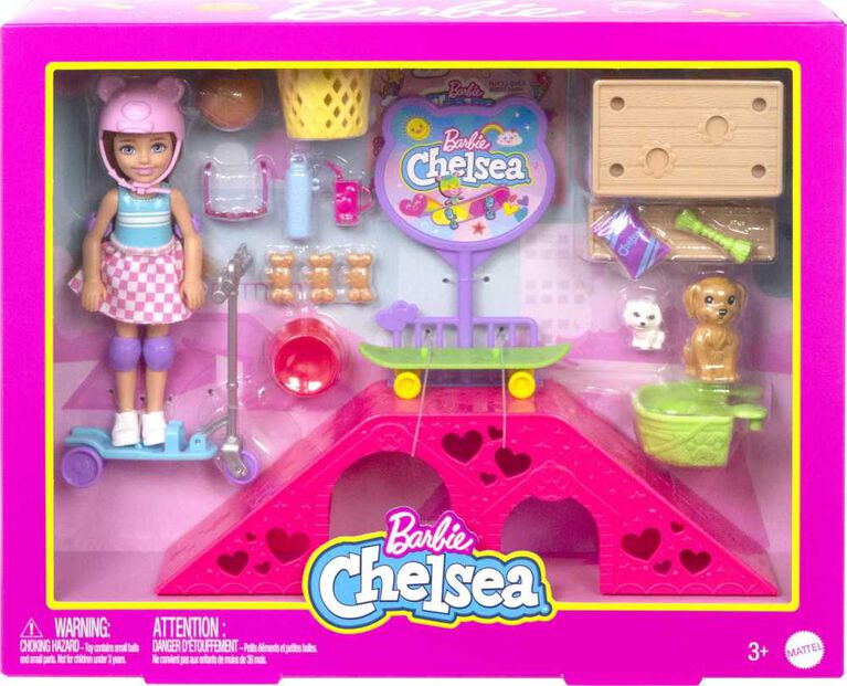 Barbie Coffret Chelsea, coffret skate-park avec poupée et accessoires