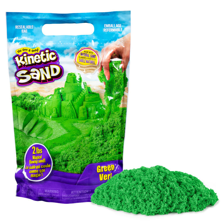 Kinetic Sand, The Original Moldable Sensory Play Sand Toys For Kids, Green, 2 lb. Resealable Bag