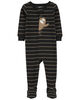 Pyjama 1 pièce à pieds en coton ajusté à imprimé de paresseux noir Carter's 3T