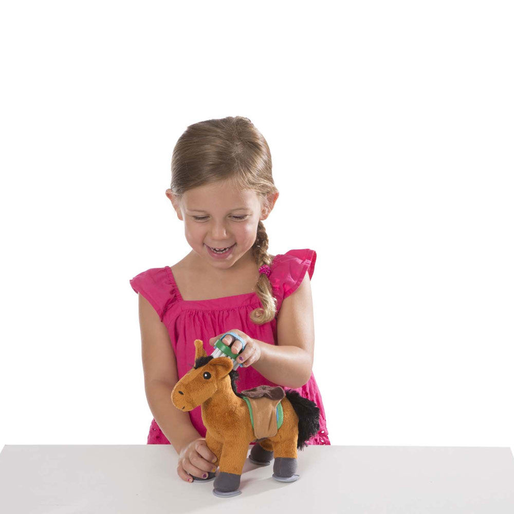 Melissa Doug Feed Groom Horse Care Play Set With Plush Stuffed Animal 23 pcs
