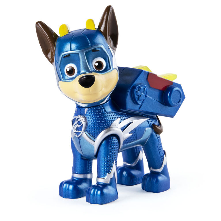 PAW Patrol, Mighty Pups Super PAWs, Figurine Chase avec sac à dos transformable