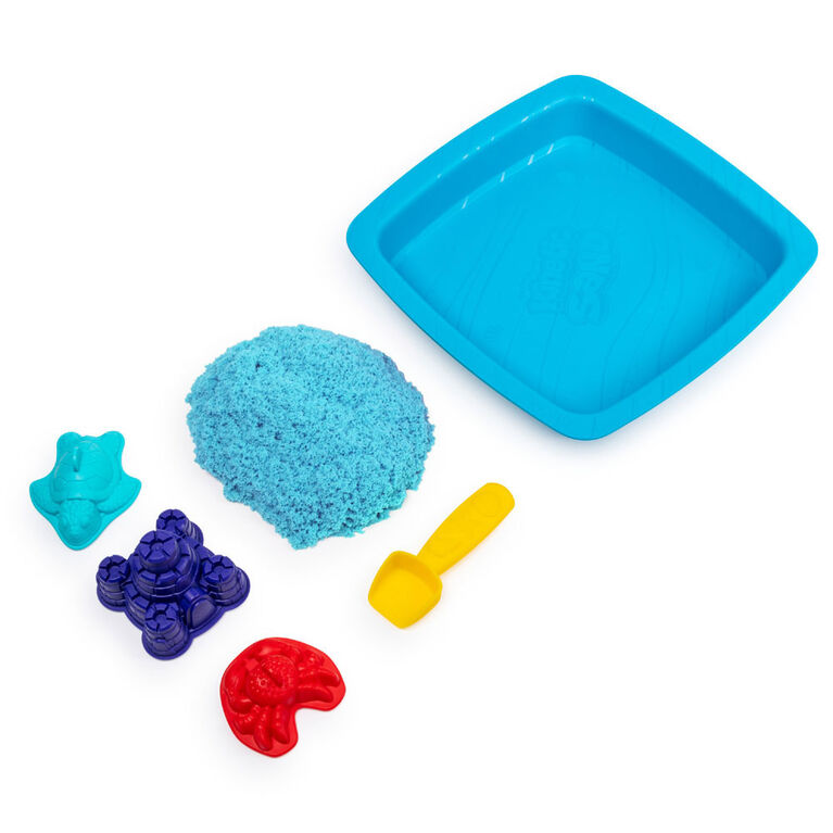 Kinetic Sand, coffret Bac à sable avec 454 g (1 lb) de sable Kinetic Sand bleu