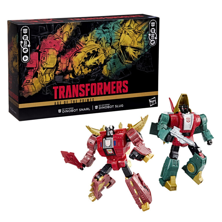 Transformers Generations Selects Age of the Primes G2 Universe Dinobot Slug and Dinobot Snarl Converting Action Figures