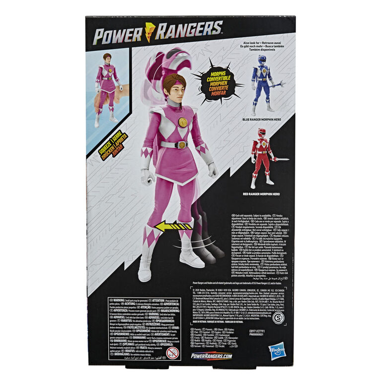 Power Rangers Mighty Morphin, Ranger rose Morphin Hero, figurine de 30 cm avec accessoire