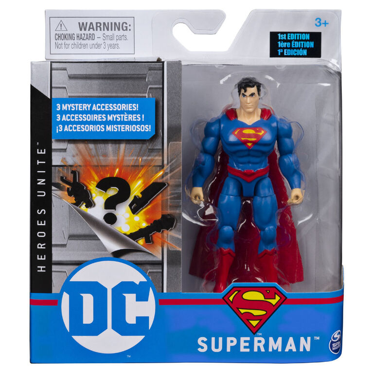 DC Comics, 4-Inch SUPERMAN Action Figure with 3 Mystery Accessories, Adventure 2