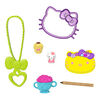 Hello Kitty Tea Party Compact (4.9-in / 12.5-cm) with 2 Sanrio Minis Figures, Stationery Notepad and Accessories