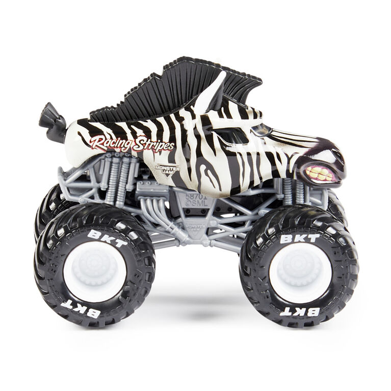 Monster Jam, Official Bulldozer Vs. Racing Stripes Die-Cast Monster Trucks, 1:64 Scale