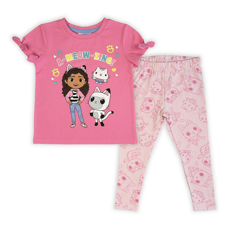 Gabby T-shirt à manches courtes et legging 2 pièces - Rose 4T