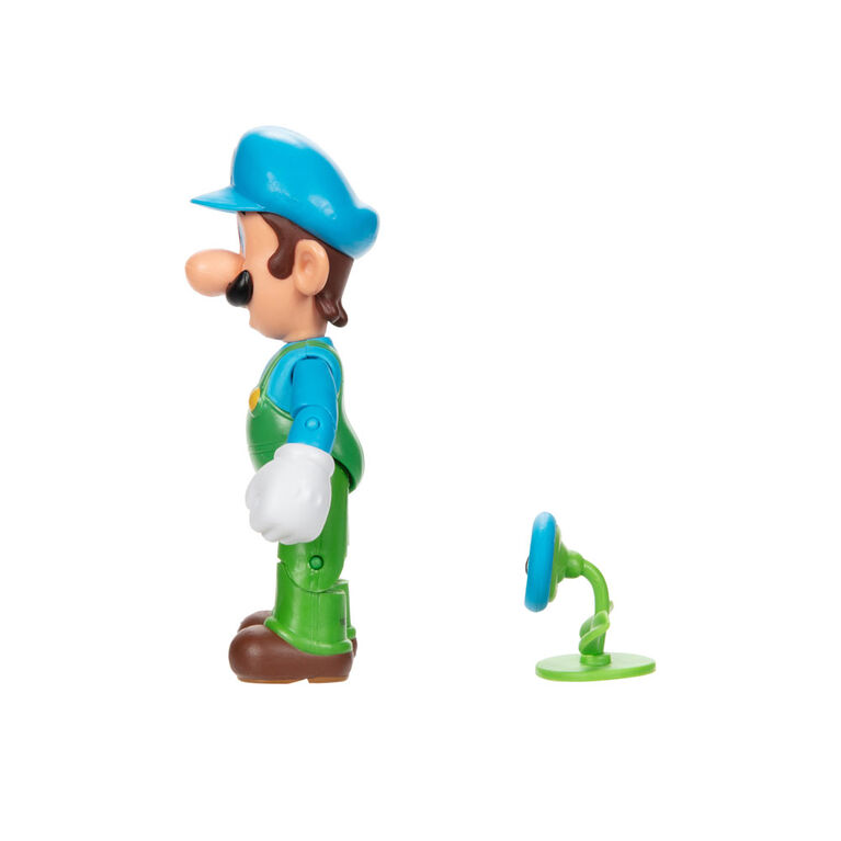 Super Mario 4 Inch Figure - Ice Luigi with Ice Flower