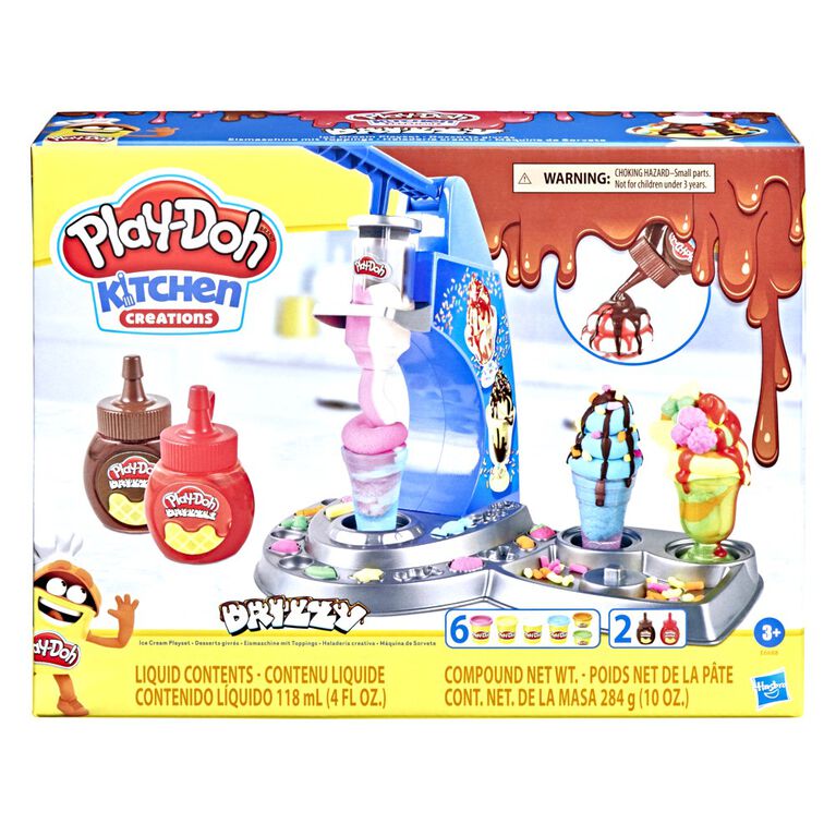 Play-Doh Kitchen Creations: Drizzy Ice Cream Playset Featuring Drizzle Compound and 6 Non-Toxic Play-Doh Colors