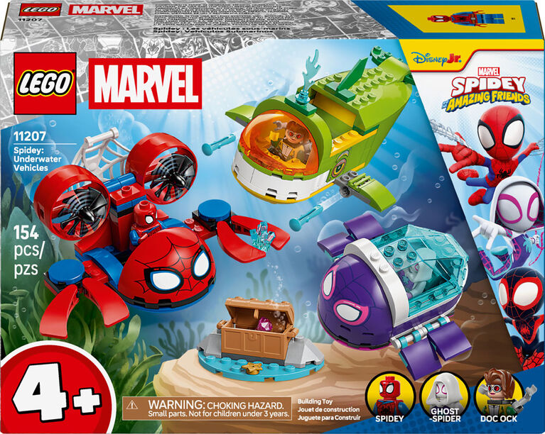 LEGO Marvel Spidey et ses amis extraordinaires Spidey : Les V&eacute;hicules Sous-Marins, Jouet de Construction de Superh&eacute;ros 11207