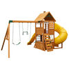 KidKraft - Castlewood Wooden Swing Set / Playset with Clubhouse, Mailbox, Slide and Play Kitchen - R Exclusive