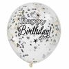 Glitter Clear Latex Balloons with Confetti 12"6 pieces - English Edition