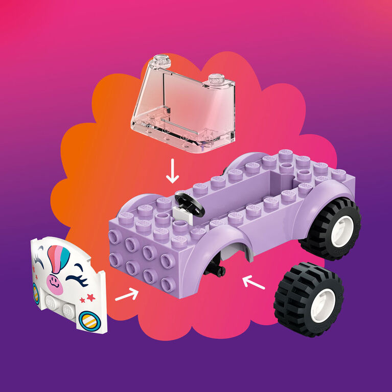LEGO Friends La Voiture de Livraison de G&acirc;teaux Licorne - Ensemble de Construction avec 2 Minipoup&eacute;es et un G&acirc;teau - 42675