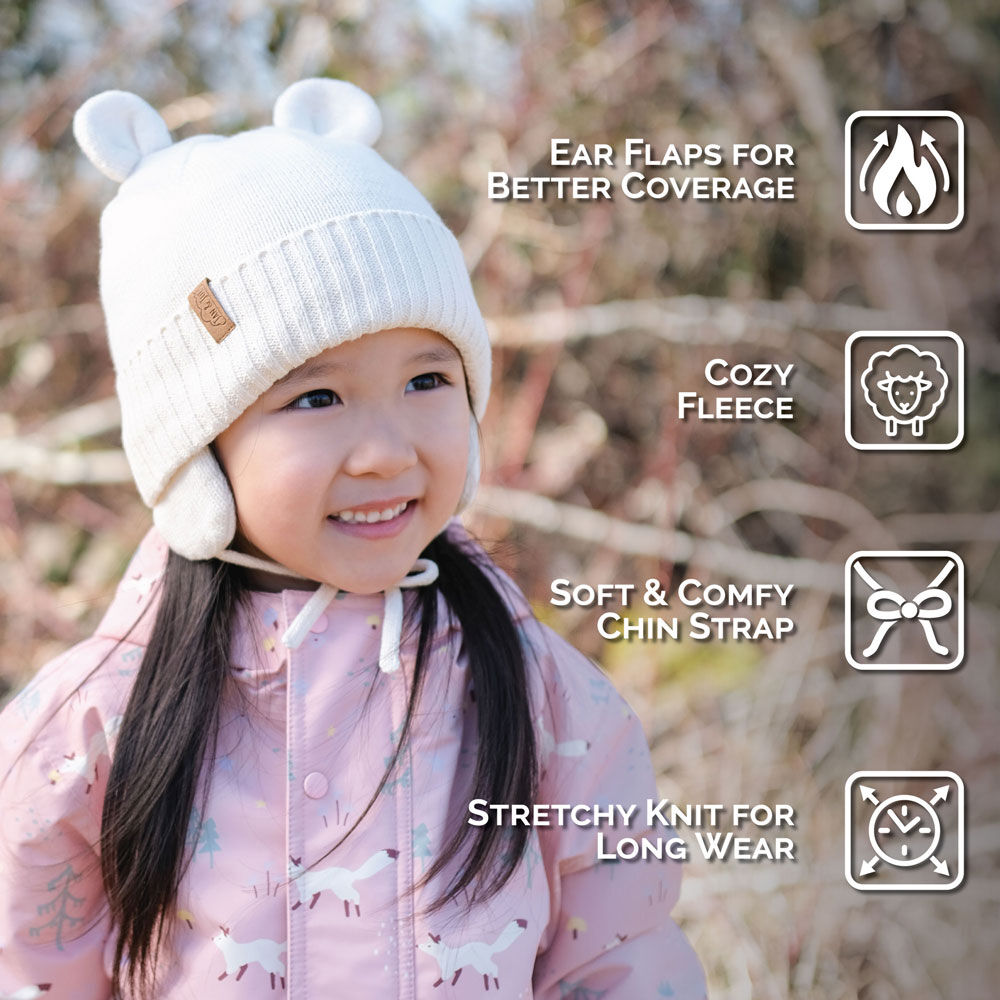 Kids Bear Knit Hats | Vanilla Cream