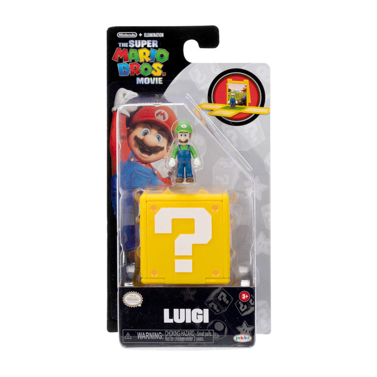 Super Mario Bros Le Film - Figurine miniature 1,25" avec Bloc Point d'interrogation - Luigi