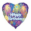 Heart Bday Fireworks Foil 18" - English Edition