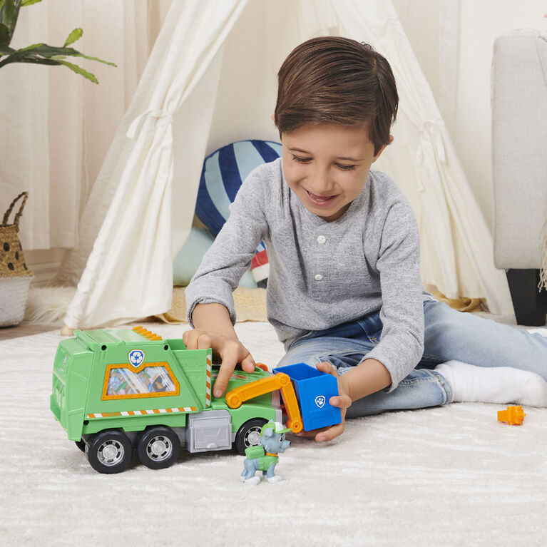 PAW Patrol, Reuse It Deluxe Truck de Rocky avec figurine à collectionner et 3 outils