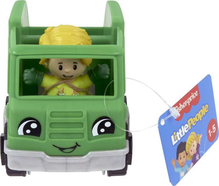 Fisher-Price Little People Recycle Truck and Character Figure Set for Toddlers, 2 Pieces