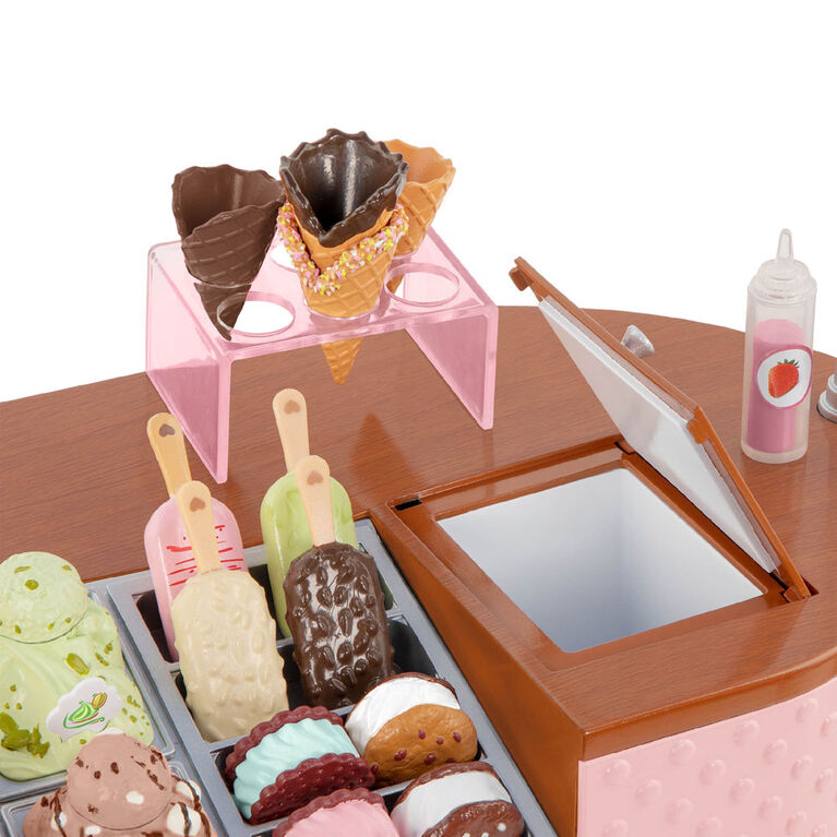 Our Generation Two Scoops Ice Cream Cart Ice Cream Playset for 18-inch Dolls