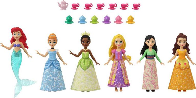 Disney Princess Toys, 6 Small Dolls and Accessories