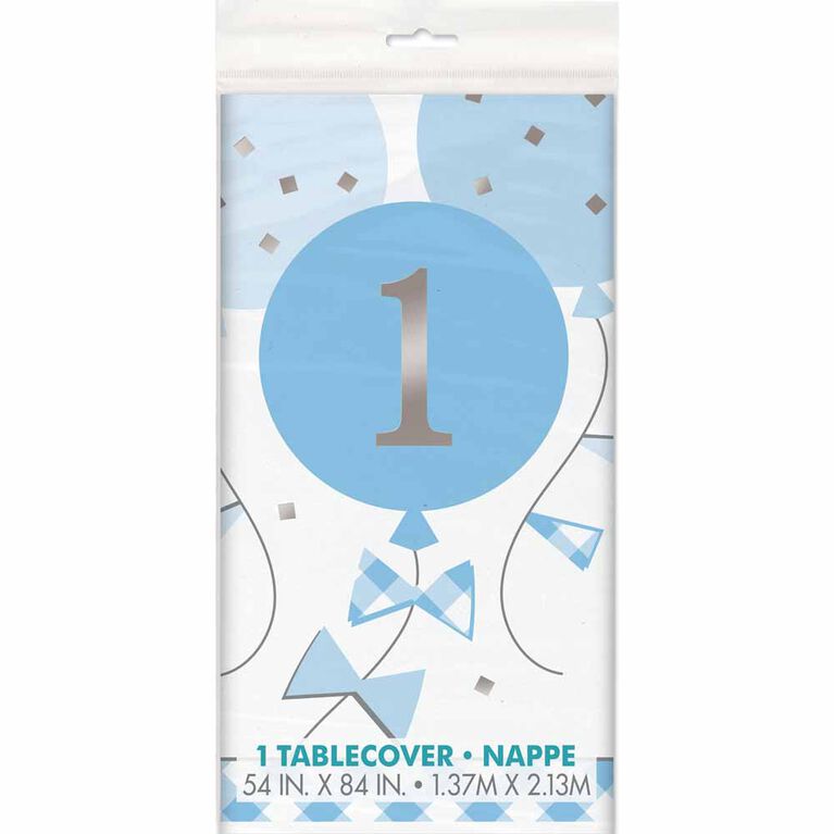 BlueGingham 1stBday Table Cover 54"x84"