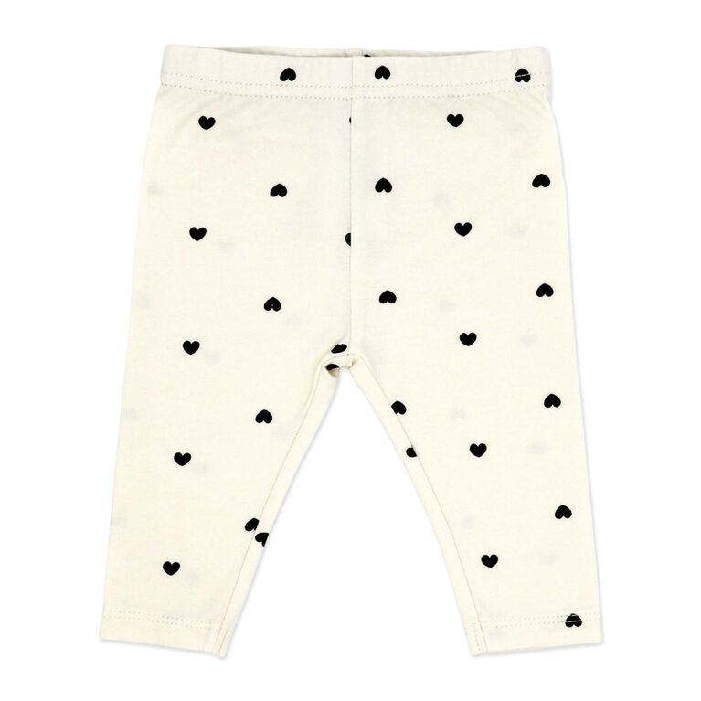 Baby Mode 3 Piece Legging and Headband Set: Cream Heart 9M