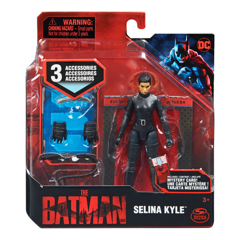 DC Comics, Batman 4-inch Selina Kyle Action Figure with 3 Accessories and Mystery Card