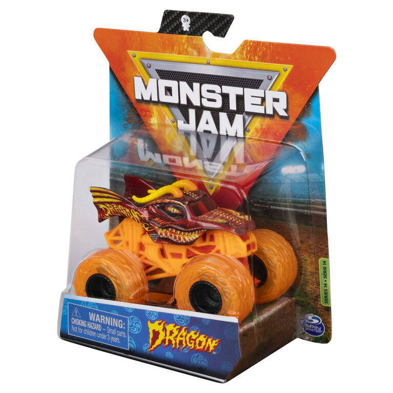 Monster Jam, Official Dragon Monster Truck, Die-Cast Vehicle, Elementals Trucks Series, 1:64 Scale