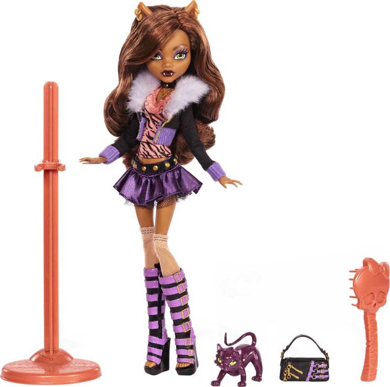 Monster High-Poupée Clawdeen Wolf, avec socle et accessoires