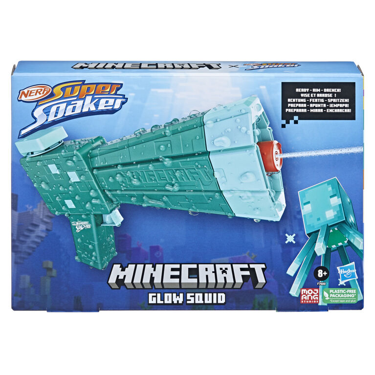 Nerf Super Soaker Minecraft Glow Squid Water Blaster, Minecraft Dungeons Squid Mob Design, Outdoor Water Toy