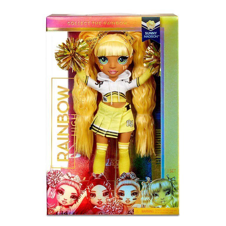 Rainbow High Cheer Sunny Madison - Yellow Fashion Doll with Pom Poms