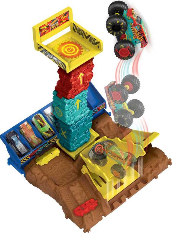 Hot Wheels Monster Trucks Arena Smashers Demo Derby Défi Saut de véhicule