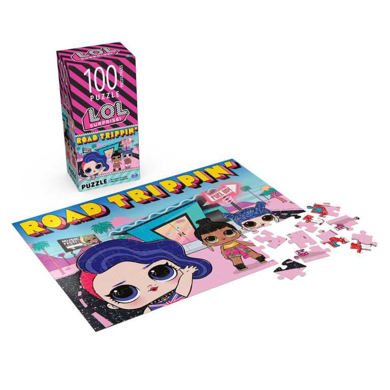 L.O.L. Surprise!, Puzzle de 100 pièces, Fashionable Dolls Road Trippin',  illustrations colorées avec boîte verticale, pour les enfants à partir de 4  ans