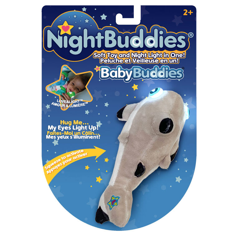 BabyBuddies 5" Mini Plush Light-Up Eyes Sleepy Mirabella Shark Beige