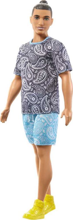 Barbie Fashionistas Ken Doll #204 with Bun, Paisley Outfit and Accessories