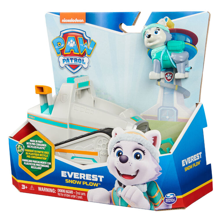 PAW Patrol, Everest Snow Plow, Véhicule avec figurine articulée à collectionner, jouets respectueux de la planète