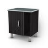Cosmos Nightstand with Storage- Black Onyx and Charcoal