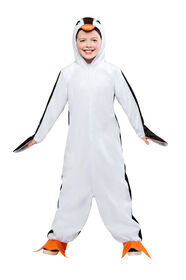 Rubies Penguin Comfywear Hooded Jumpsuit for Kids, Unisex L/XL