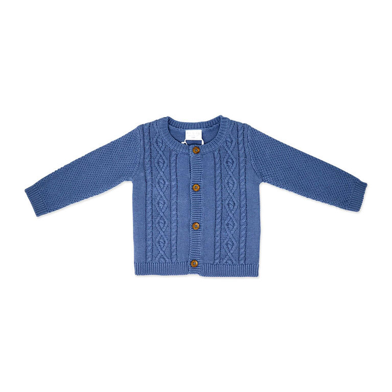 Rock a Bye Baby Cardigan et pantalon en tricot : bleu denim 0-3 mois