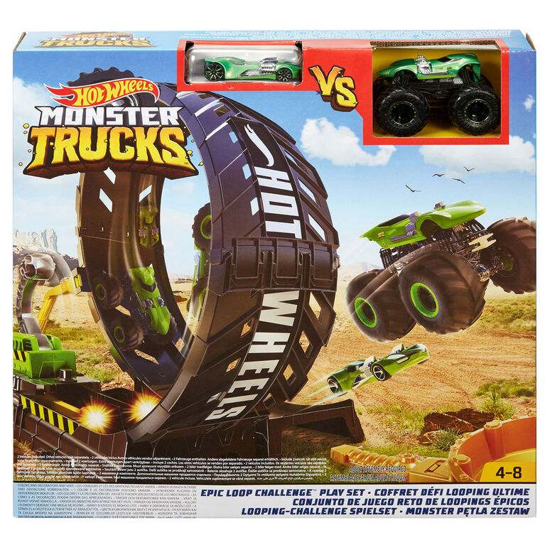 Hot Wheels - Monster Trucks - Coffret de jeu Défi Boucle épique avec camion et voiture