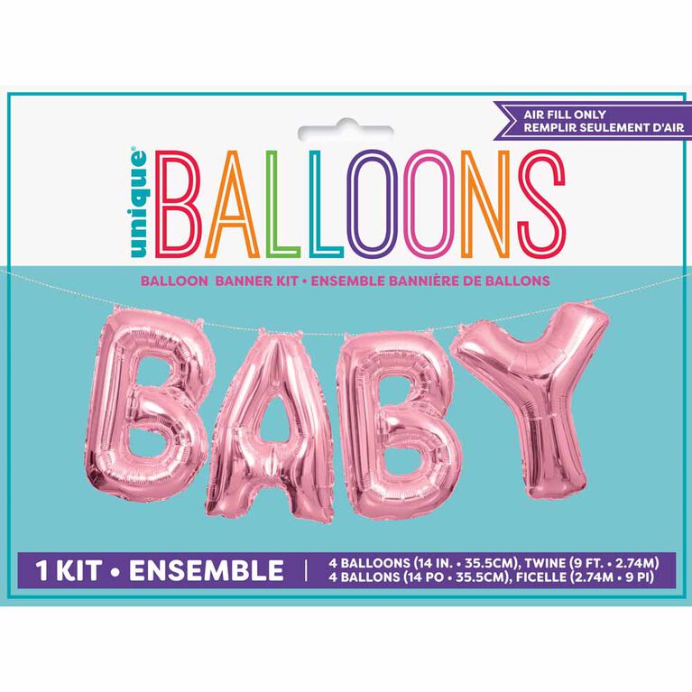 Pink Baby Foil Balloon Banner Kit 14" - English Edition